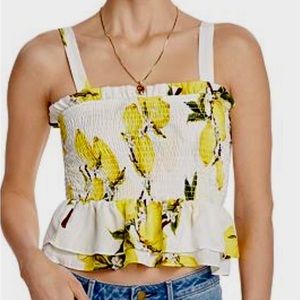 NWOT Helen Owen x Aqua Lemon smocked top Size S